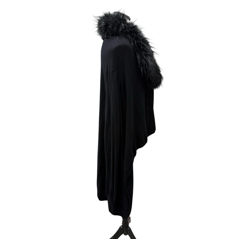 Boston Proper Black Faux Fur Trim Tuxedo Cardigan - Picture 5 of 7